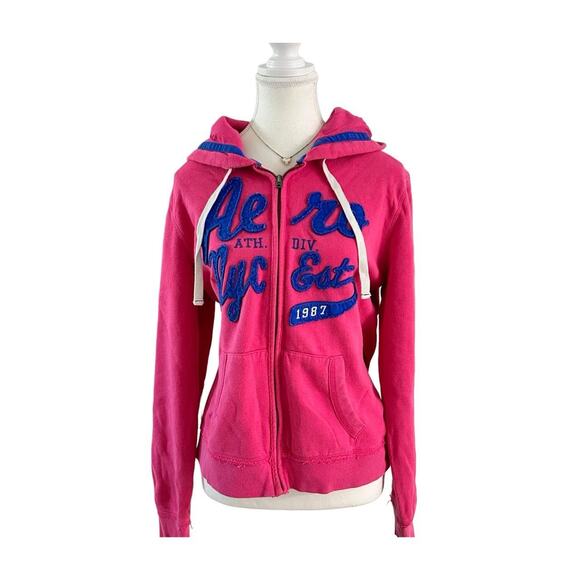 Aeropostale Size Large Vintage Embroidered Y2K Pink LightWeight Zip Up - Picture 1 of 4